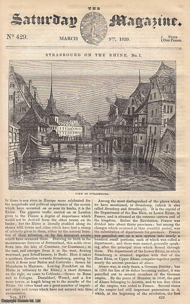 ---. - Strasbourg on The Rhine, part 1; Materials for The Toilette: Soap; Diving, etc. Issue No. 429. March, 1839. A complete rare weekly issue of the Saturday Magazine, 1839.