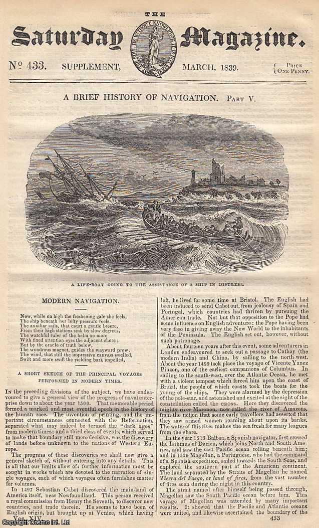 Saturday Magazine - Modern Navigation, Ships, etc. Issue No. 433. March, 1839. A complete original weekly issue of the Saturday Magazine, 1839.