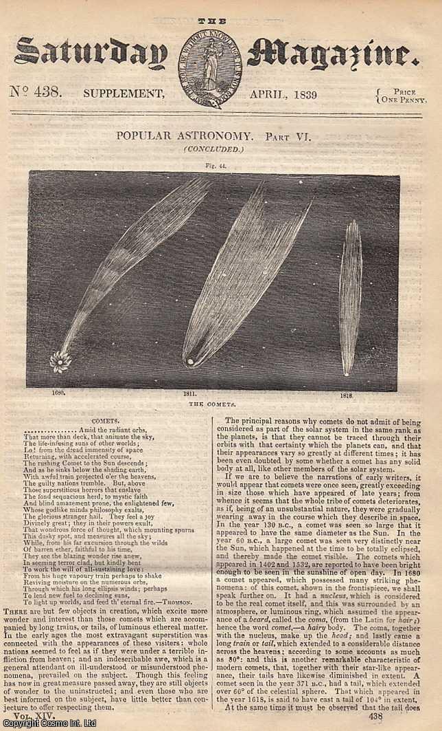 ---. - Popular Astronomy, part 6 (concluded). Issue No. 438. April, 1839. A complete rare weekly issue of the Saturday Magazine, 1839.