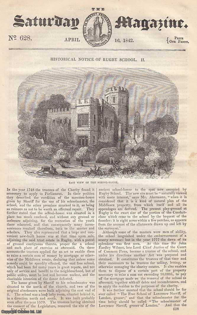 ---. - Rugby School, part 2; Sketches of Irish Manners and Customs, part 6, etc. Issue No. 628. April, 1842. A complete rare weekly issue of the Saturday Magazine, 1842.