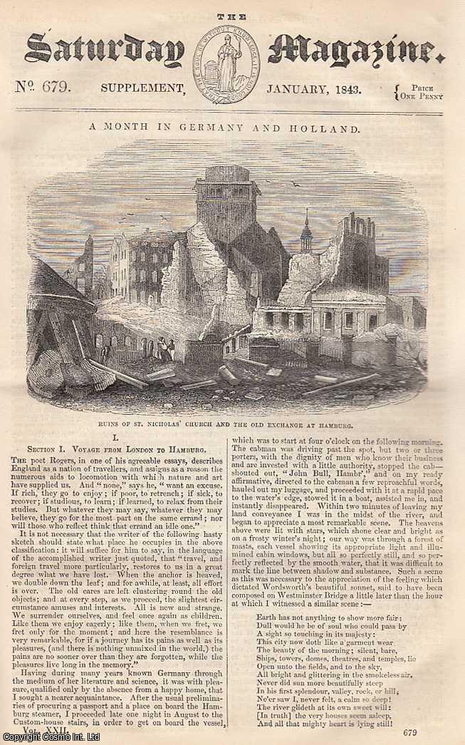 ---. - A Month in Germany and Holland: Voyage from London to Hamburg, part 1. Issue No. 679. January, 1843. A complete rare weekly issue of the Saturday Magazine, 1843.