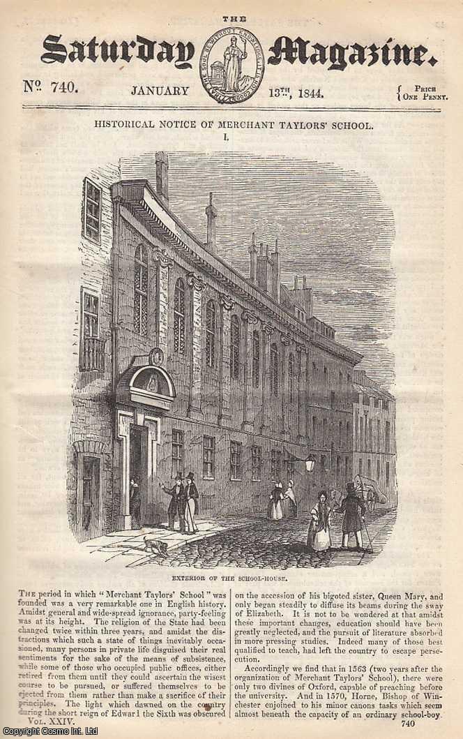 ---. - Merchant Taylor's School; Hospitals, part 1; Biographical Notice of Hugo Grotius, part 1, etc. Issue No. 740. January, 1844. A complete rare weekly issue of the Saturday Magazine, 1844.
