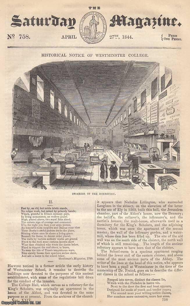---. - Westminster College, part 2; The Old Conduits of London, part 1, etc. Issue No. 758. April, 1844. A complete rare weekly issue of the Saturday Magazine, 1844.