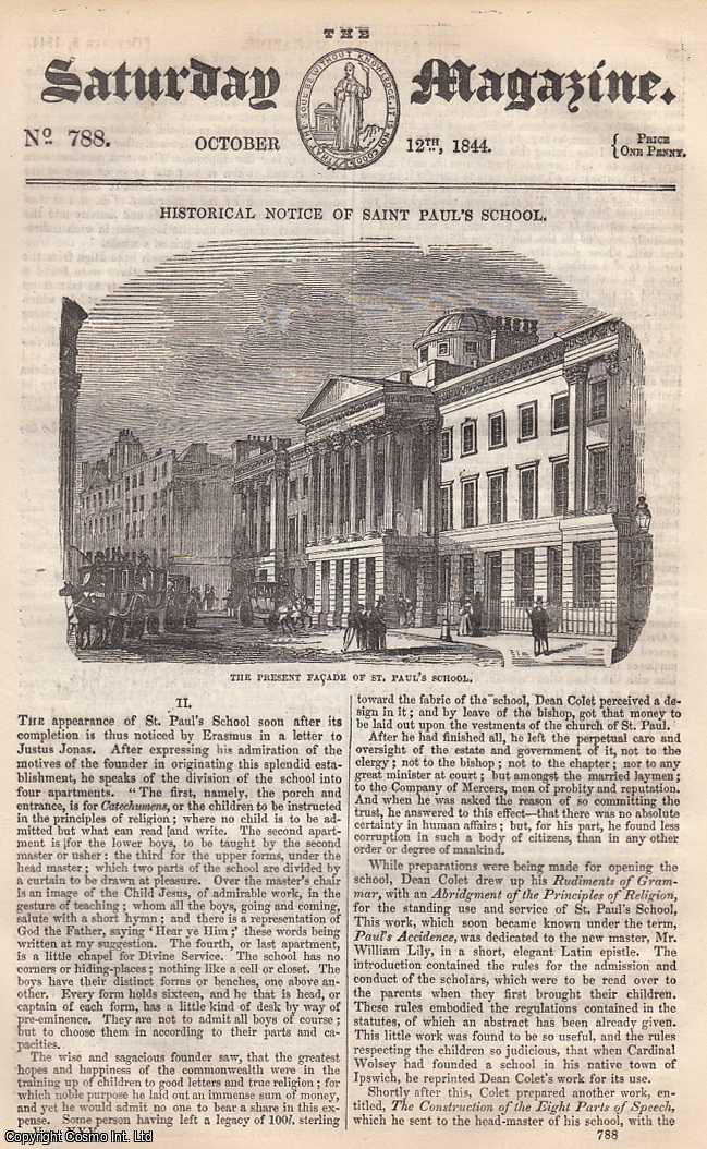 ---. - Saint Paul's School, part 2; The Art of Reading: Improvers of The Phonic Method; Sketches of Japan and The Japanese; part 1; Sea-Stars, part 3, etc. Issue No. 788. October, 1844. A complete rare weekly issue of the Saturday Magazine, 1844.