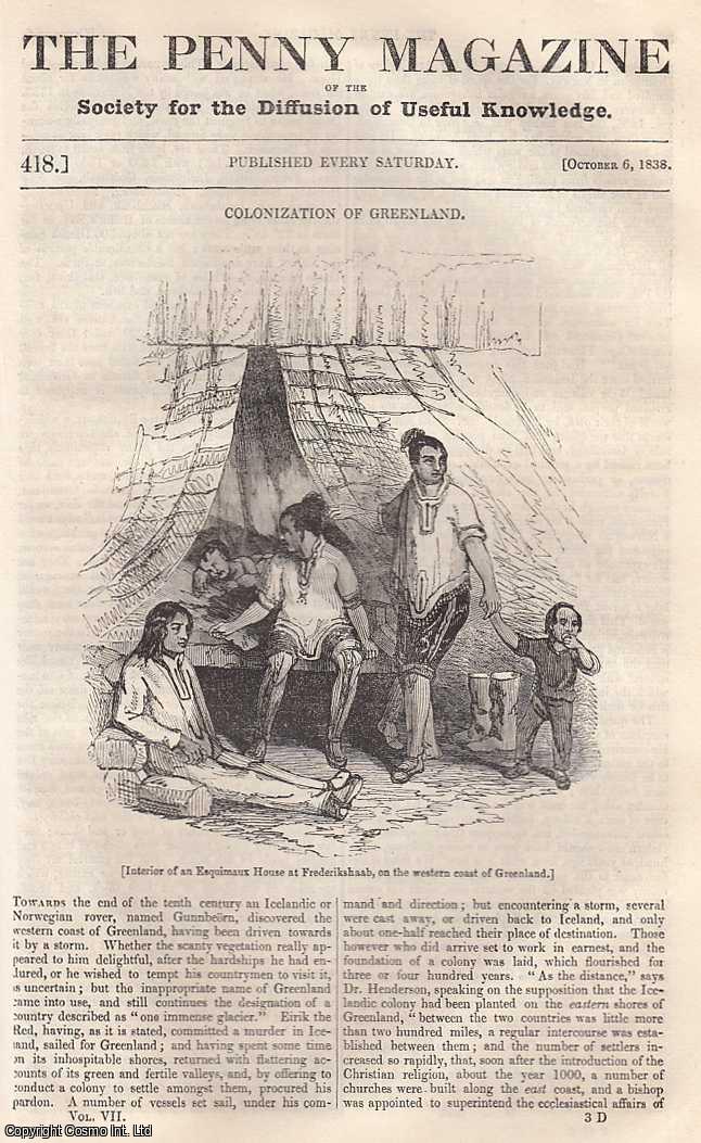 --- - Colonization of Greenland; Fires in London; The School of Athens; Wolves and Wolf-Hunting in America, etc. Issue No. 418, October 6th, 1838. A complete rare weekly issue of the Penny Magazine, 1838.