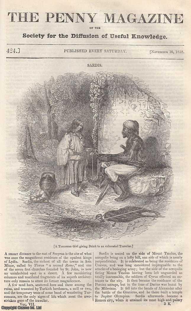 --- - Sardis, The Richest of all Towns in Asia; The Enamelling of Dial-Plates; New Egyptian Room, British Museum; The Susquehanna River, North America, etc. Issue No. 424, November 10th, 1838. A complete rare weekly issue of the Penny Magazine, 1838.