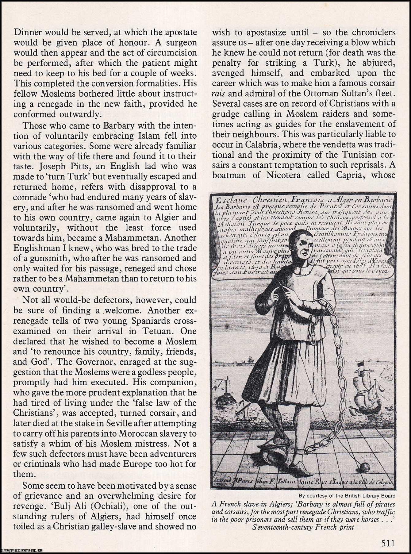 CLISSOLD, STEPHEN - Christian Renegades and Barbary Corsairs. An original article from History Today 1976.