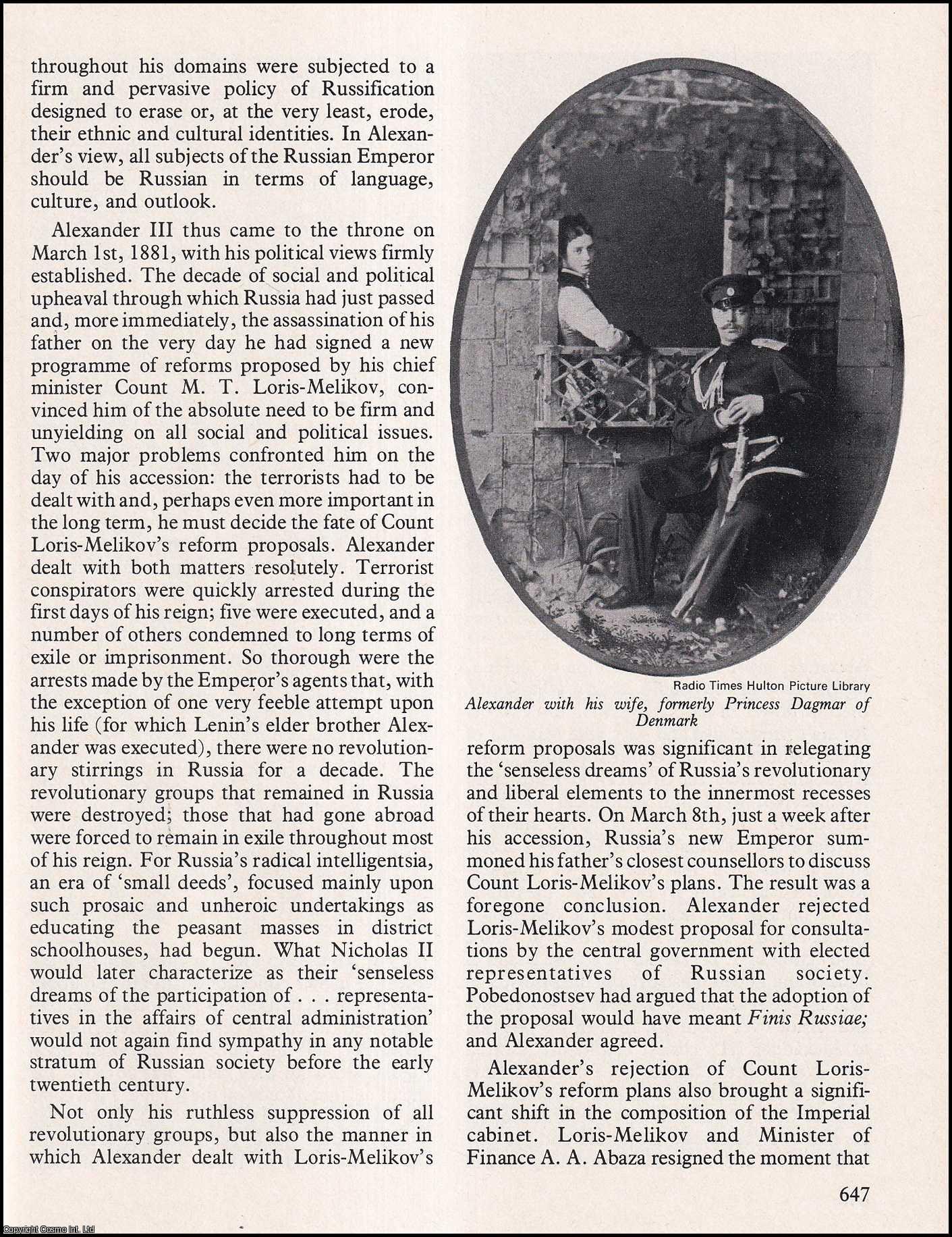 LINCOLN, W. BRUCE - Alexander III of Russia. An original article from History Today 1976.