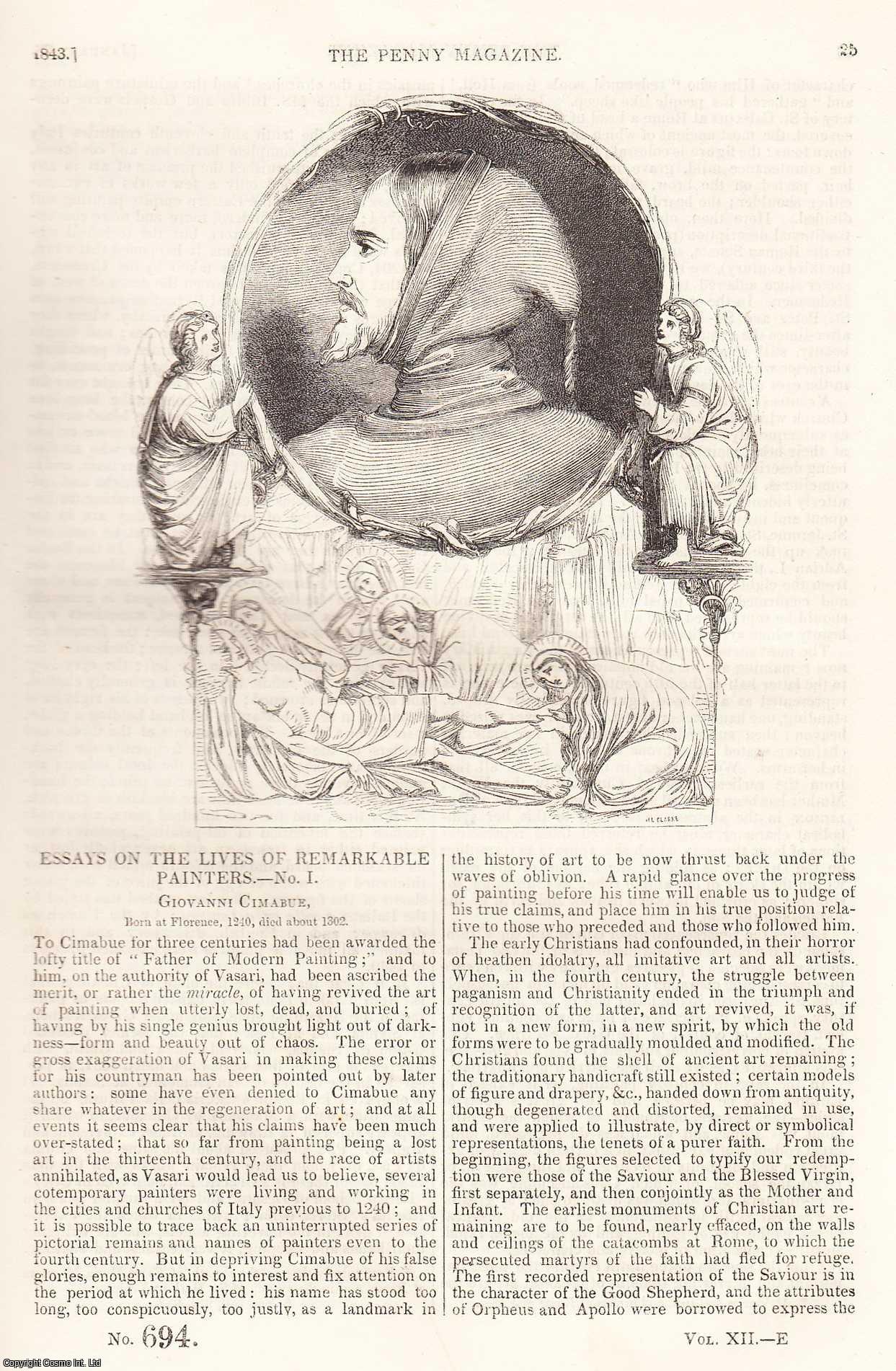 ---. - Giovanni Cimabue, part 1; Economical Uses of The Pine and Fir; Vendemmia, or Italian Vintage, etc. Issue No. 694. A complete rare weekly issue of the Penny Magazine, 1843.