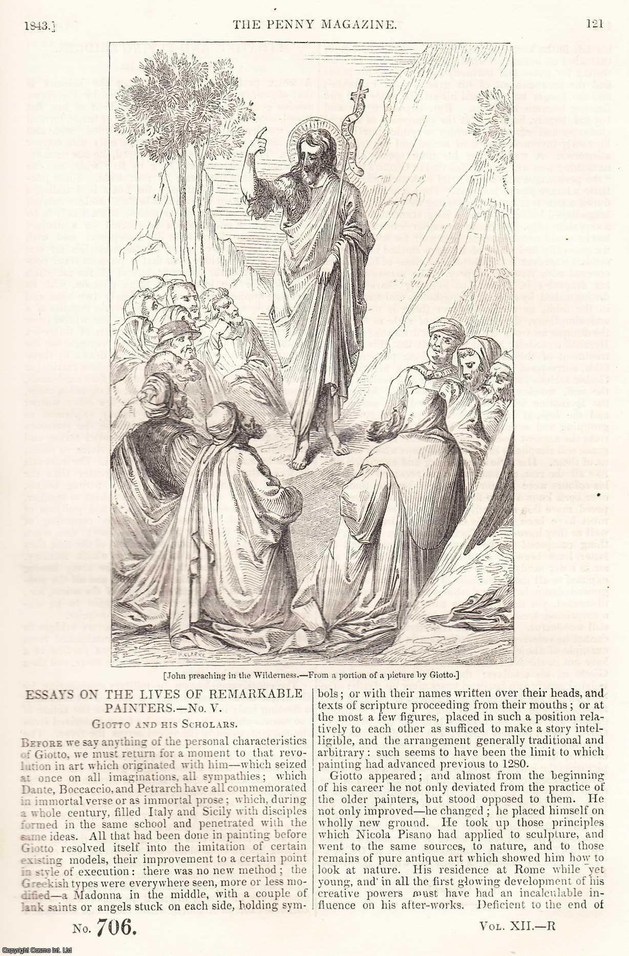 ---. - Giotto & his Scholars; Floating and Flying Bridges, part 2; The Temple Church, part 1; Preternatural Rains, etc. Issue No. 706. A complete rare weekly issue of the Penny Magazine, 1843.