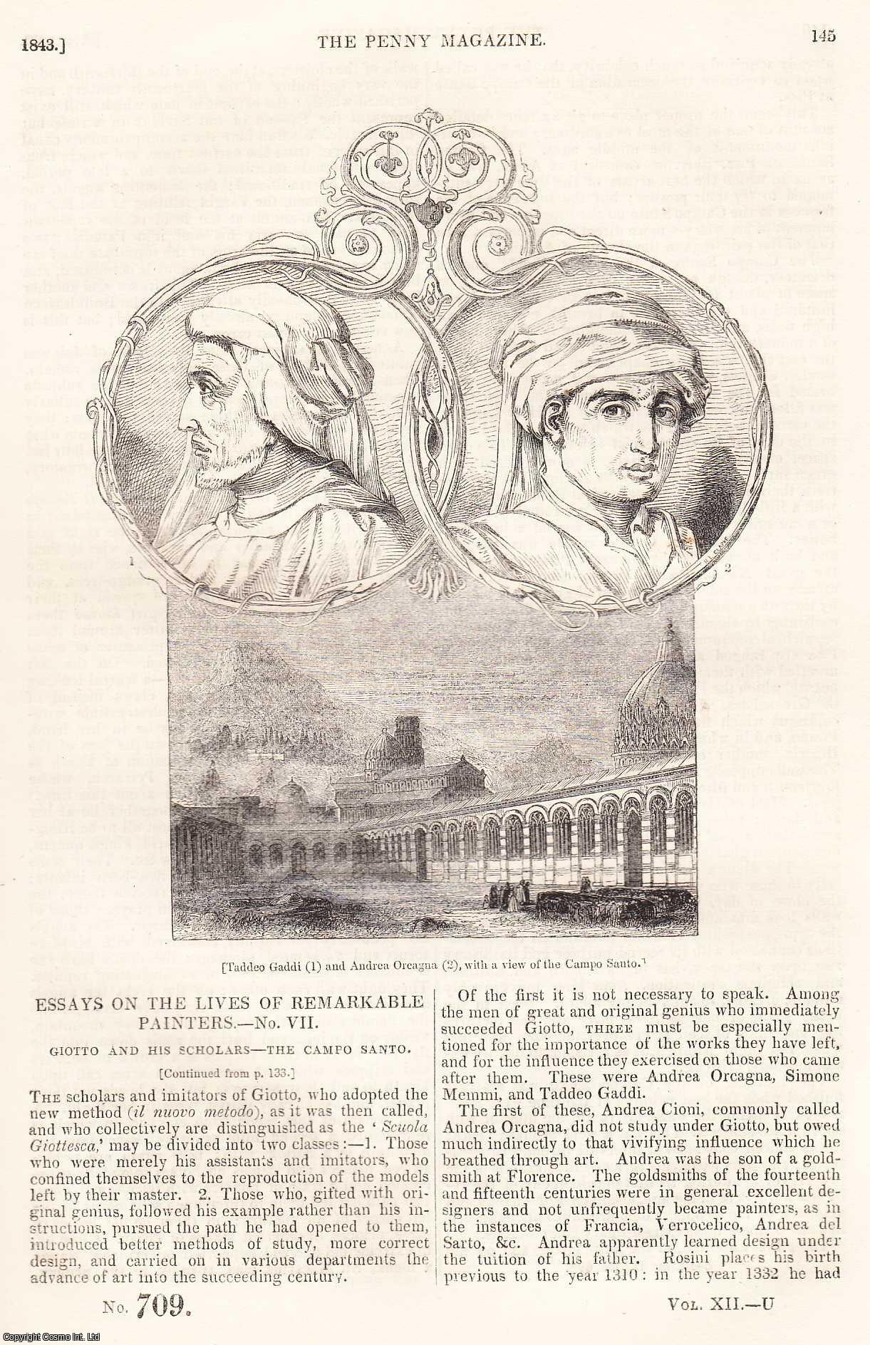---. - Giotto & his Scholars-The Campo Santo; Progresses of Queen Elizabeth, part 5; Scinde and The Scindians; The Horse-Farms or Herds of Southern Russia, etc. Issue No. 709. A complete rare weekly issue of the Penny Magazine, 1843.