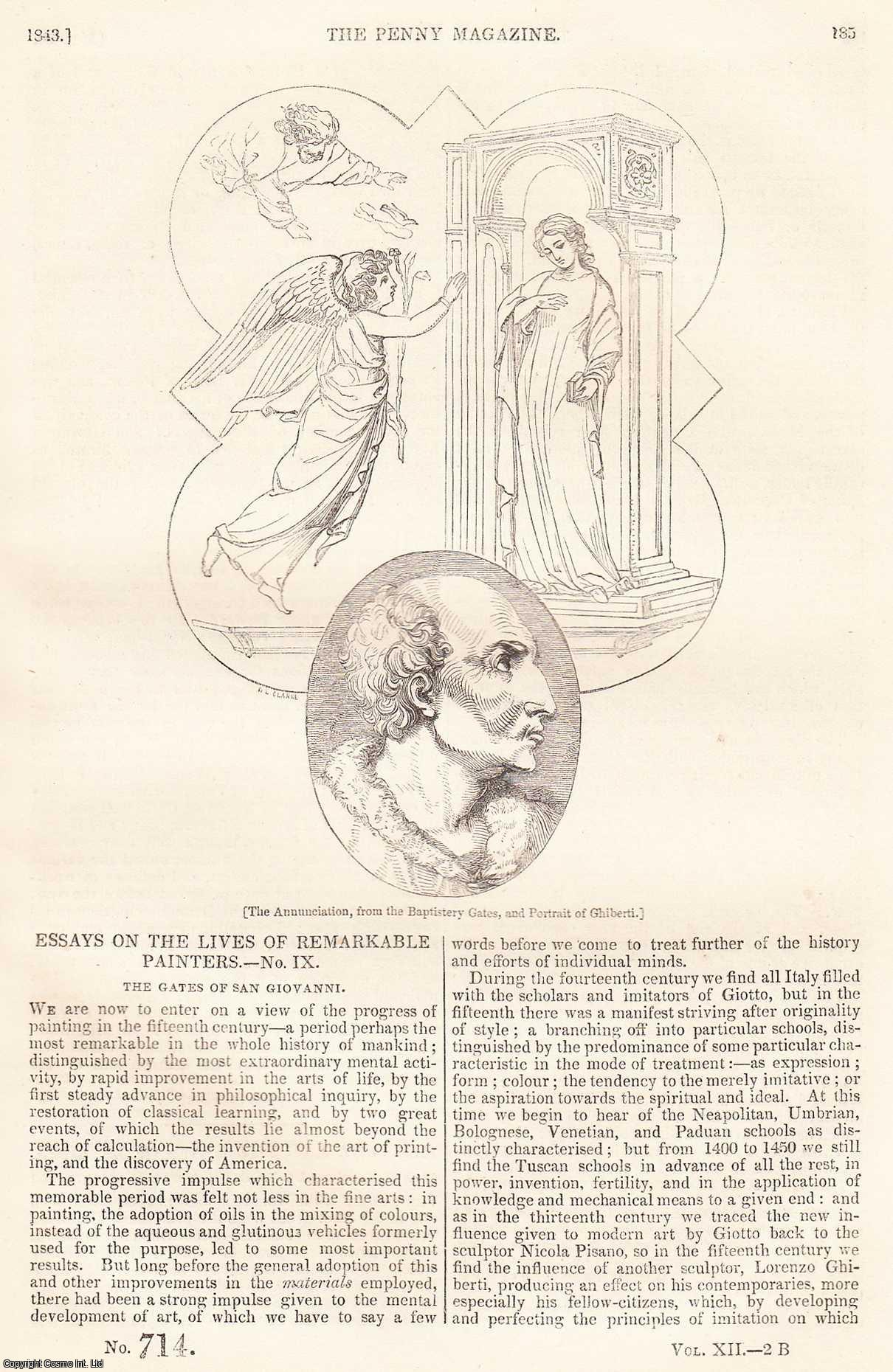 ---. - The Gates of San Giovanni, part 1; The Puna and The Mines of La Rioja; Castes and Tribes of India; Locomotion of Animals, part 1, etc. Issue No. 714. A complete rare weekly issue of the Penny Magazine, 1843.