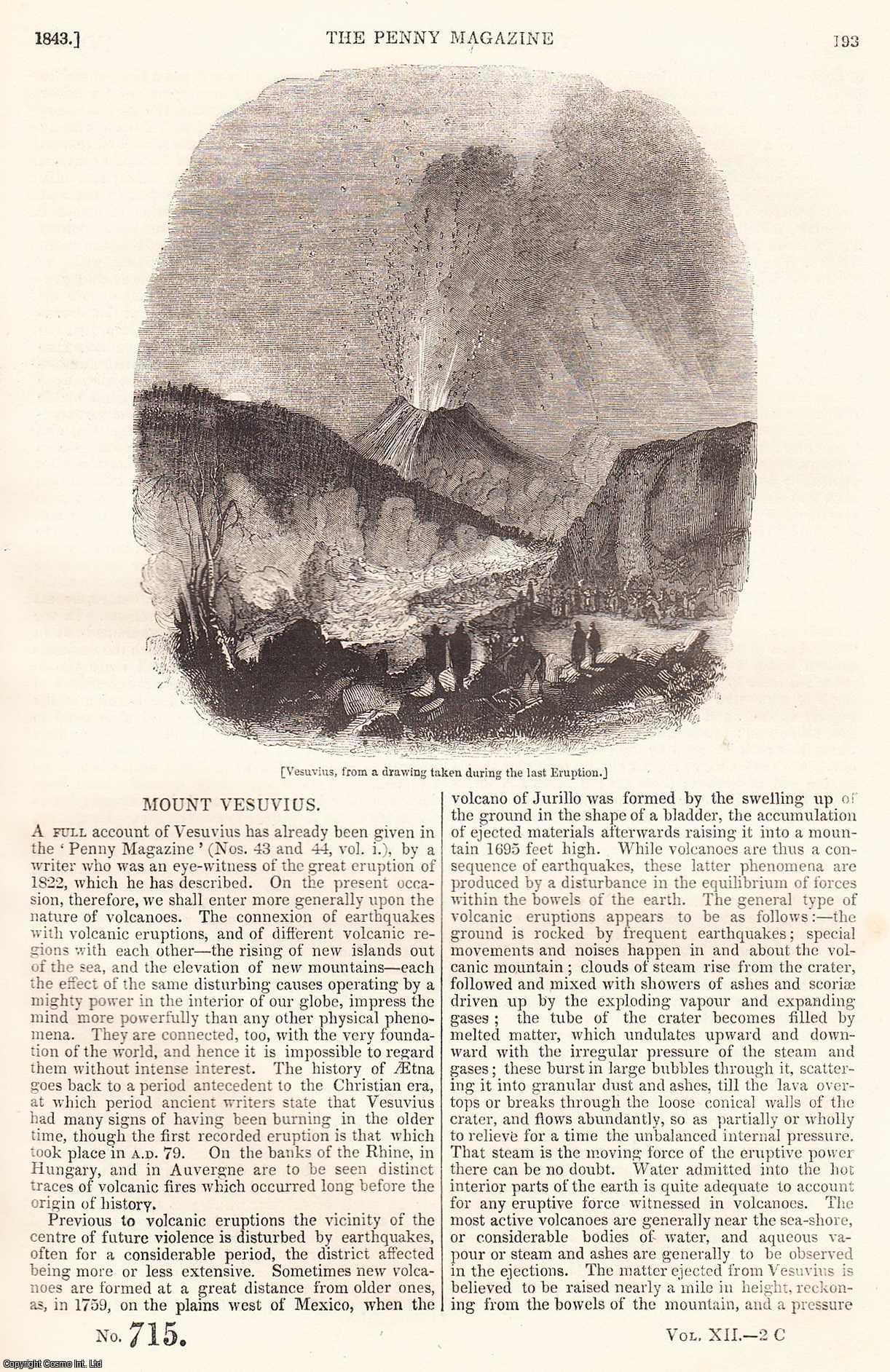 ---. - Mount Vesuvius, Hungary; Tapestry; Essays on The Lives of Remarkable Painters: The Gates of San Giovanni, part 2; Progresses of Queen Elizabeth, part 6, etc. Issue No. 715. A complete rare weekly issue of the Penny Magazine, 1843.