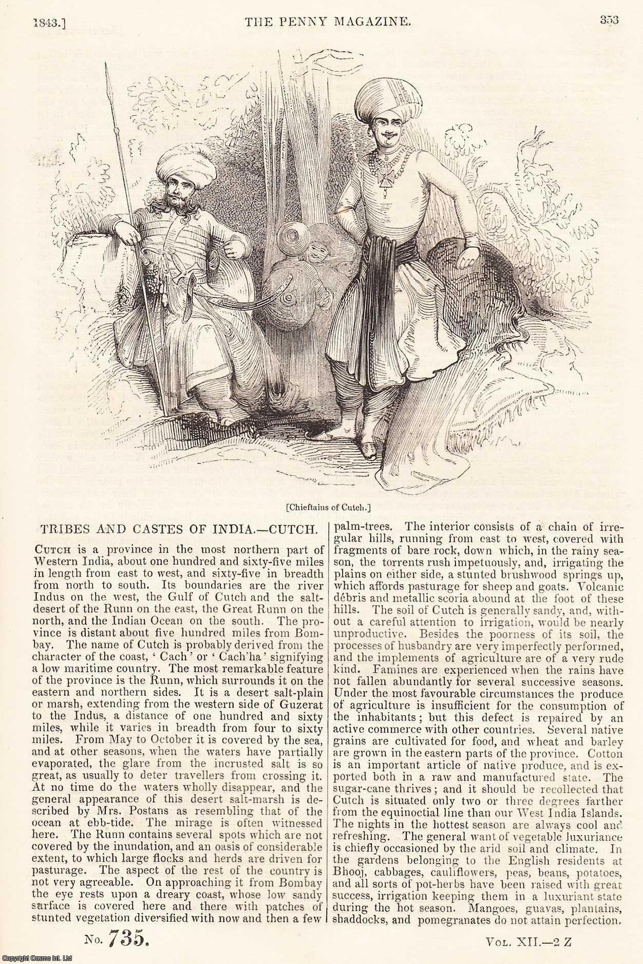 ---. - Tribes and Castles of India-Cutch; Drovers (livestock); Progresses of Queen Elizabeth, part 10, etc. Issue No. 735. A complete rare weekly issue of the Penny Magazine, 1843.