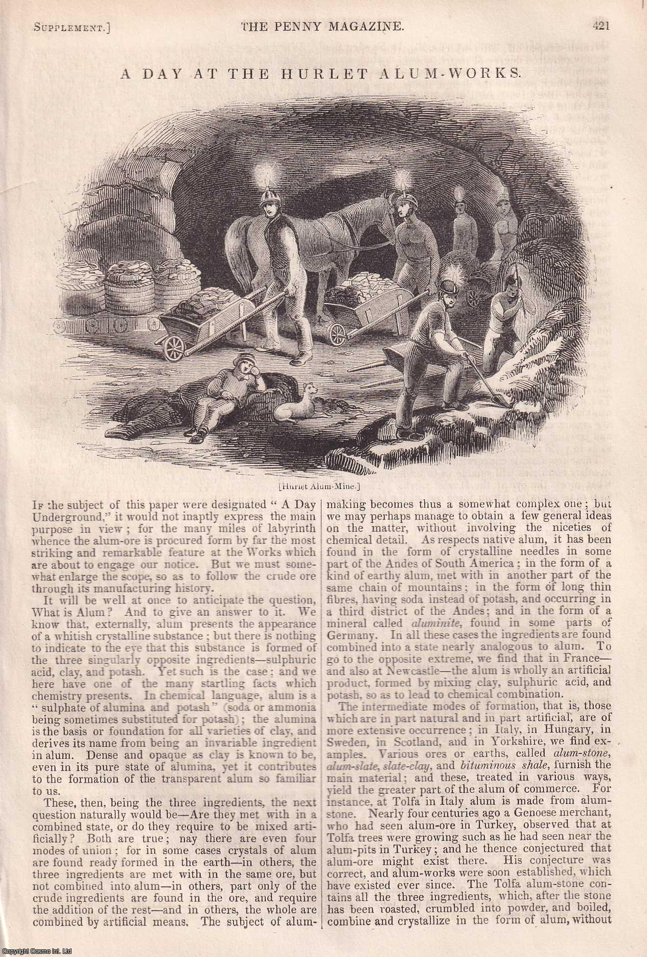 ---. - A First Glance at Edinburgh; Marble Pictures, and Artificial Marble; A Day at The Hurlet Alum-Works, etc. Issue No. 743. A complete rare weekly issue of the Penny Magazine, 1843.