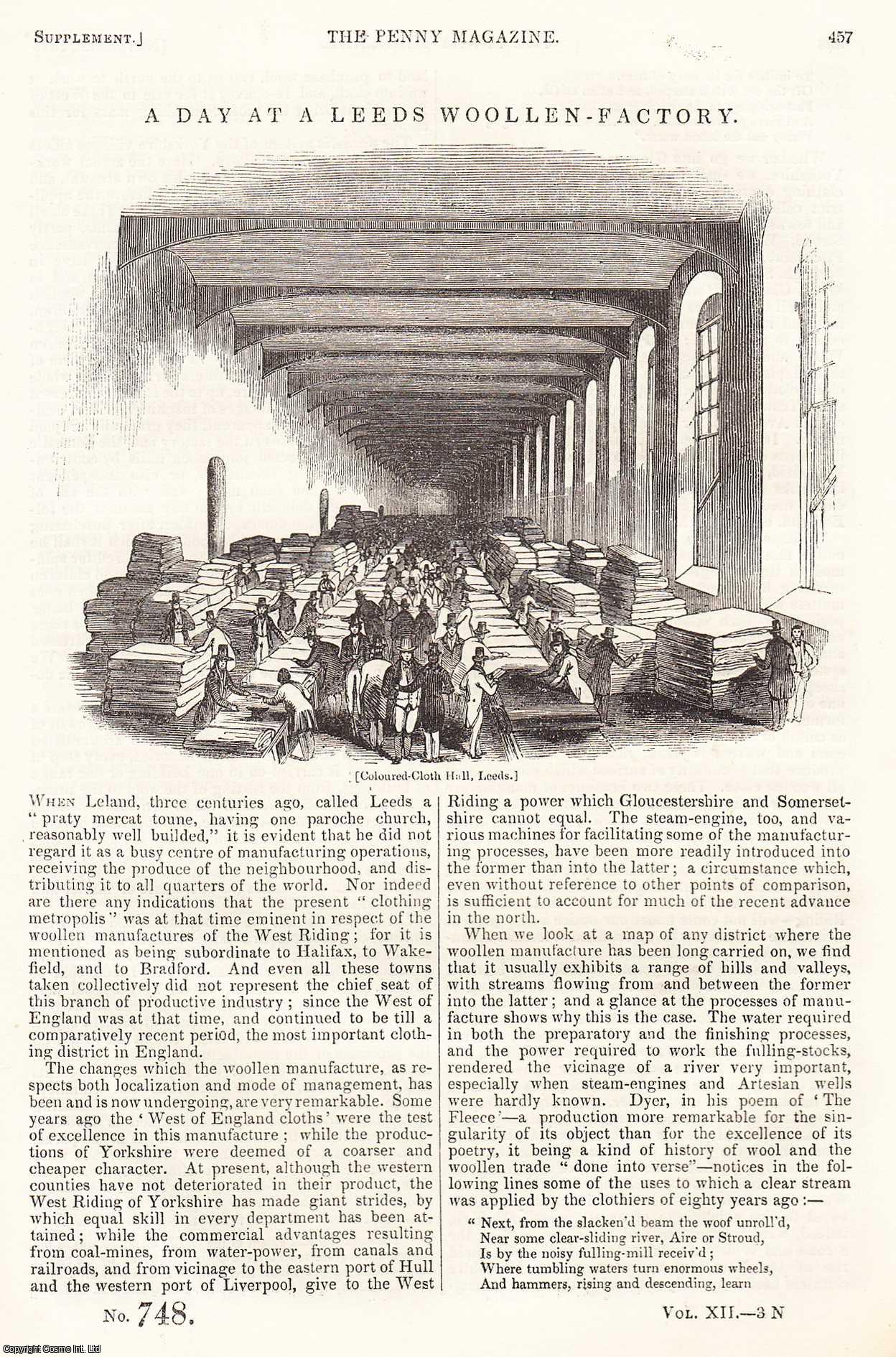 ---. - A Day at a Leeds Woollen-Factory. Issue No. 748. A complete rare weekly issue of the Penny Magazine, 1843.