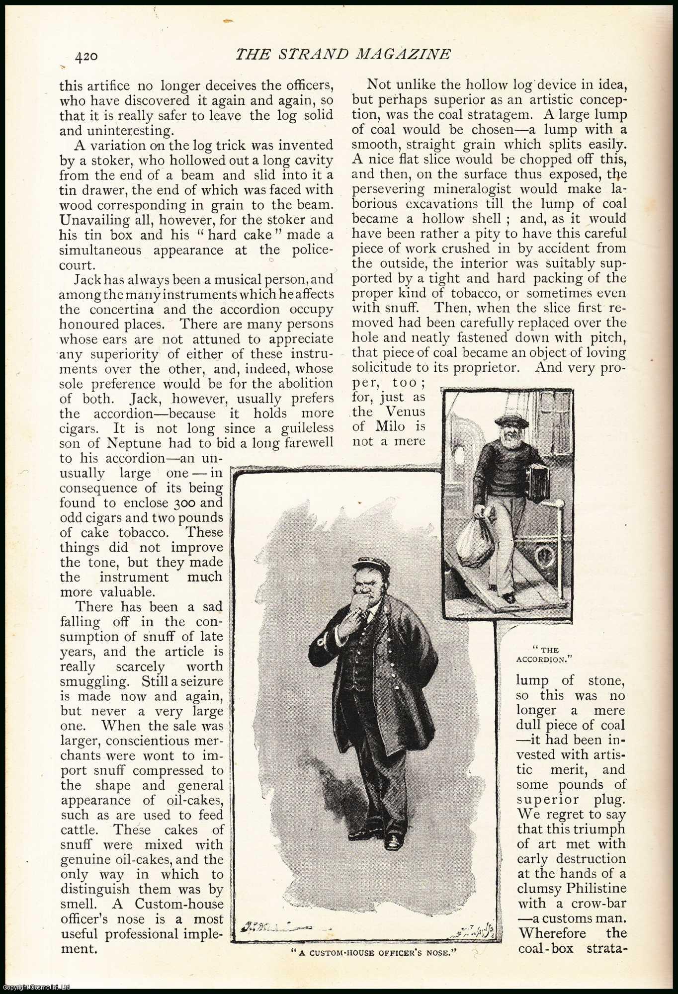 Strand Magazine - A Smugglers Devices : devices used for smuggling tobacco, spirits, etc into customs. An uncommon original article from The Strand Magazine, 1891.