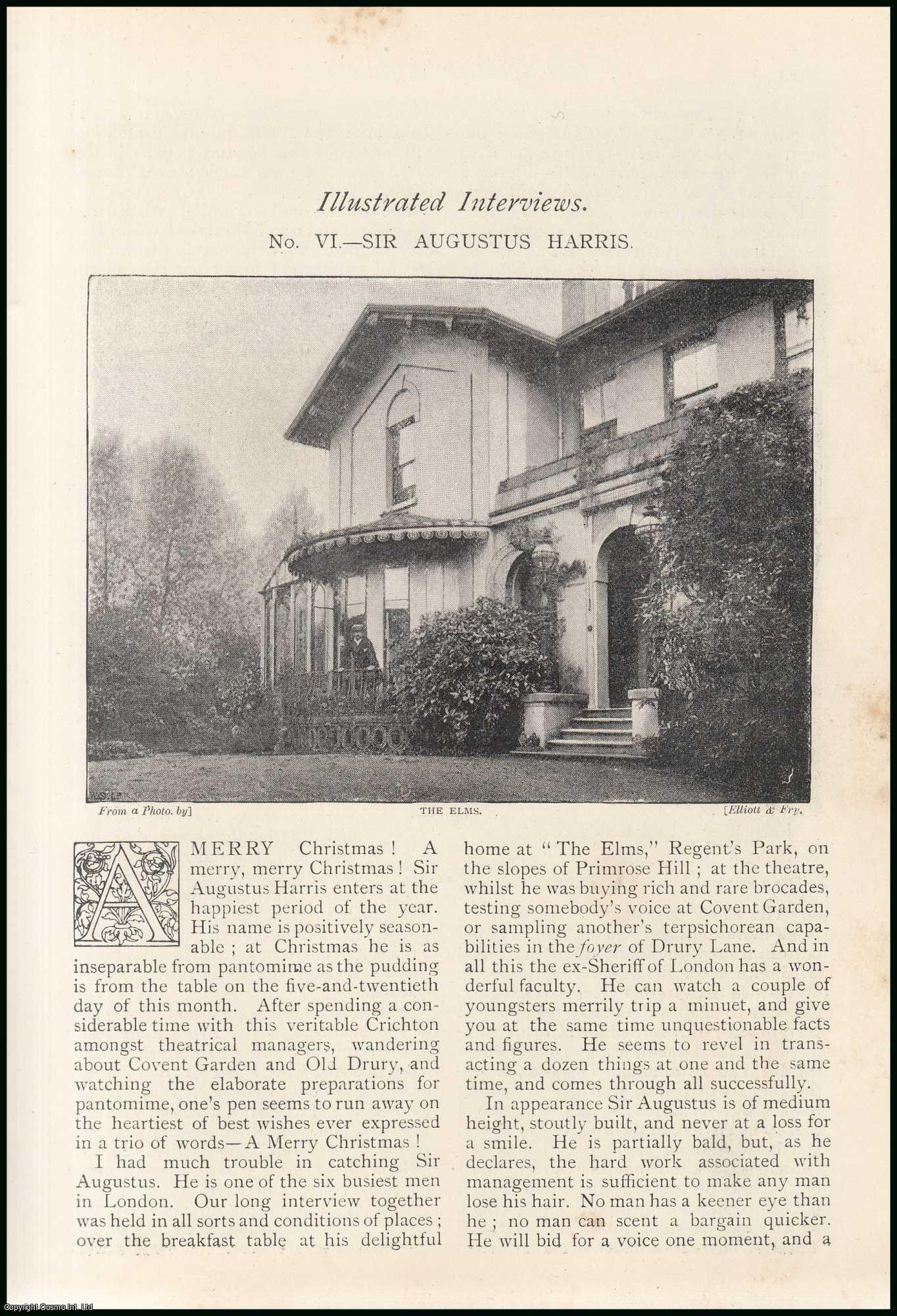 Irving Montagu - Sir Augustus Harris, British actor, impresario, and dramatist : Illustrated Interviews. An uncommon original article from The Strand Magazine, 1891.