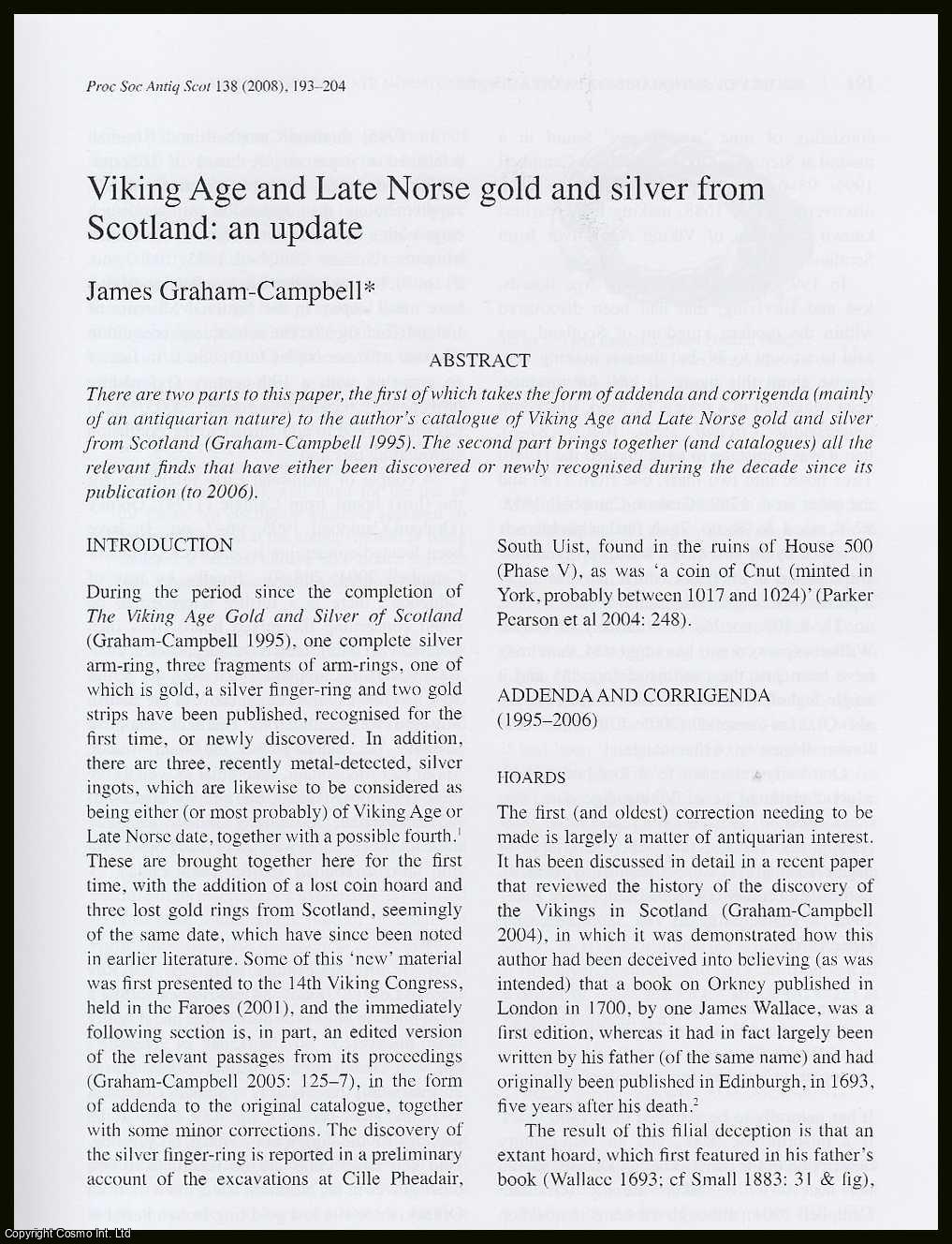 James Graham-Campbell - Viking Age and Late Norse Gold and Silver from Scotland: An Update.