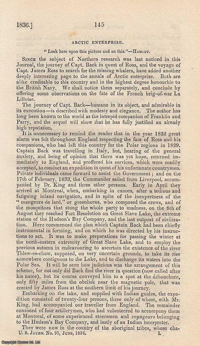 NOT STATED - Arctic Enterprise. An original article from the United Service Journal and Naval and Military Magazine 1836.