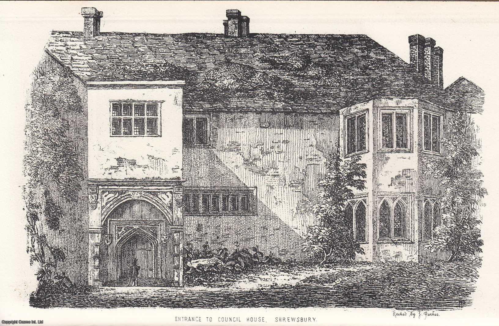 LEIGHTON, REV. WILLIAM ALLPORT - The Shrewsbury of Past Ages. With a large folding and hand coloured Street Plan Map of Shrewsbury (47 x 41 cms), and three plates. This is an original article from the Shropshire Archaeological & Natural History Society Journal, 1881.