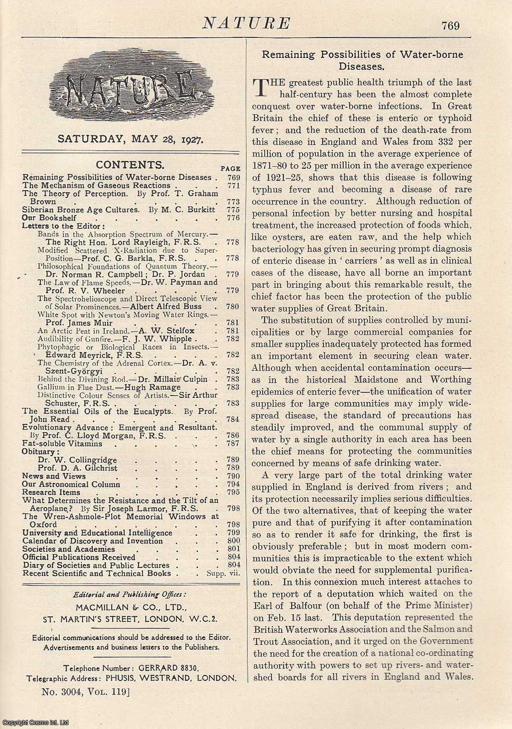 NATURE - Nature, Volume 119, Number 3004. Nature, A Weekly Journal of Science. Saturday, May 28th, 1927.