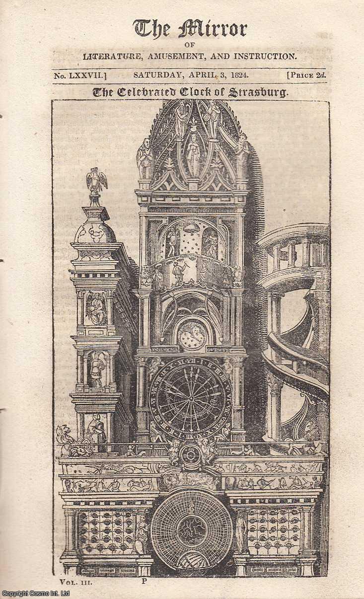 THE MIRROR - The Celebrated Clock of Strasburg. A complete rare weekly issue of the Mirror of Literature, Amusement, and Instruction, 1824.