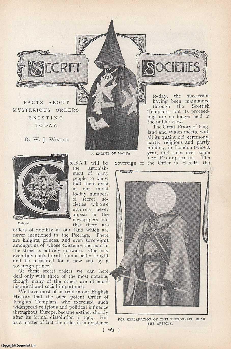 W.J. Wintle - The Cross of A Knight of Malta ; Stars of A Knight Commander of The Temple ; A Sovereign Prince Rose Croix of Heredom & more : Secret Societies. Facts About Mysterious Orders Existing To-Day. An uncommon original article from the Harmsworth London Magazine, 1901.