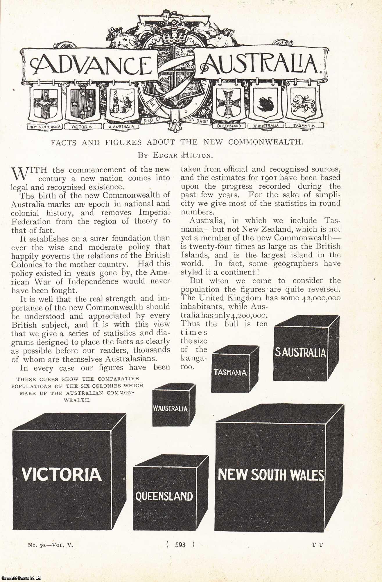 HILTON, EDGAR - Advance Australia: Facts and Figures About The New Commonwealth. A rare original article from the Harmsworth London Magazine, 1900-01.