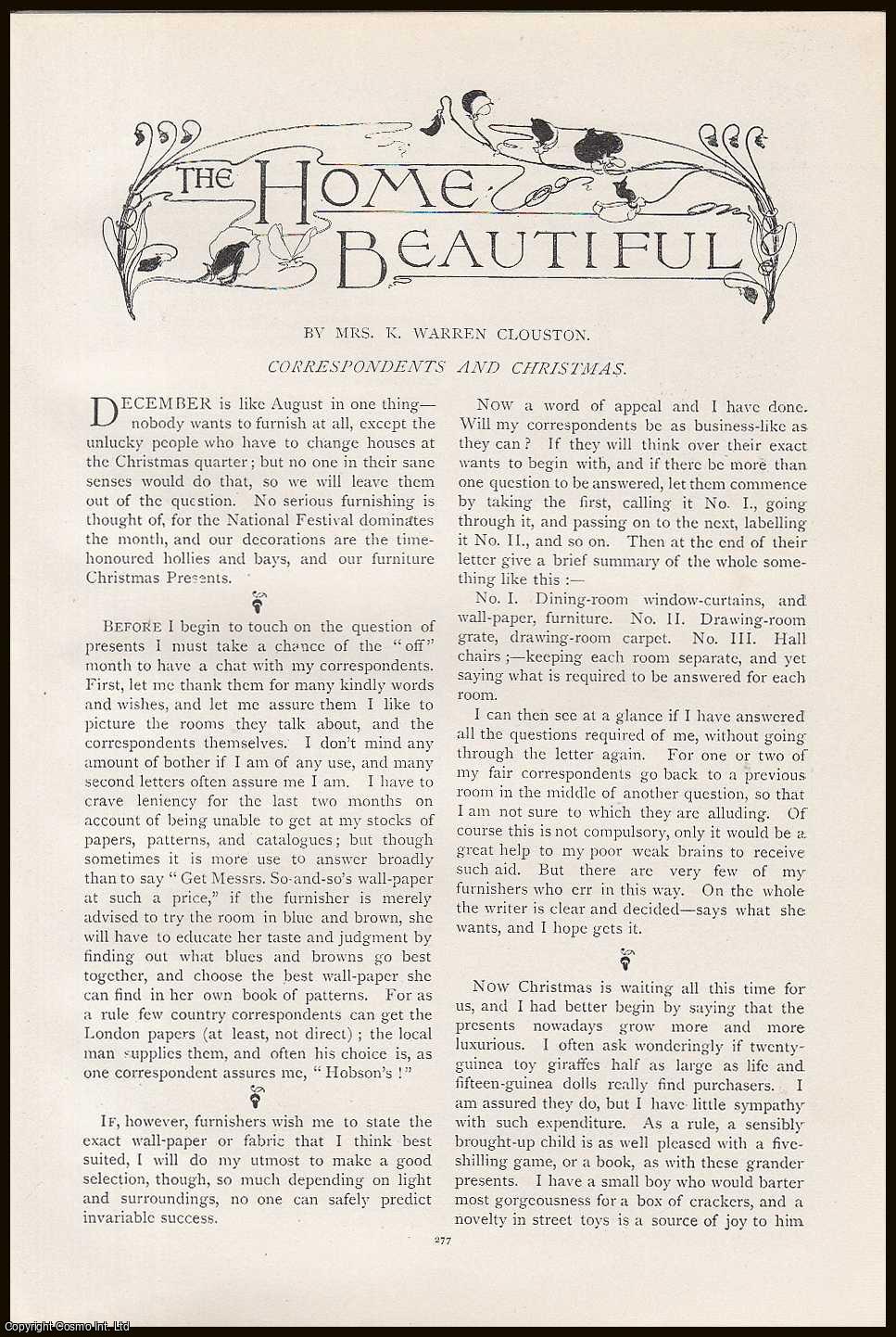 Mrs. K. Warren Clouston - Messrs, Correspondents and Christmas : The Home Beautiful. An original article from the Lady's Realm 1898-99.