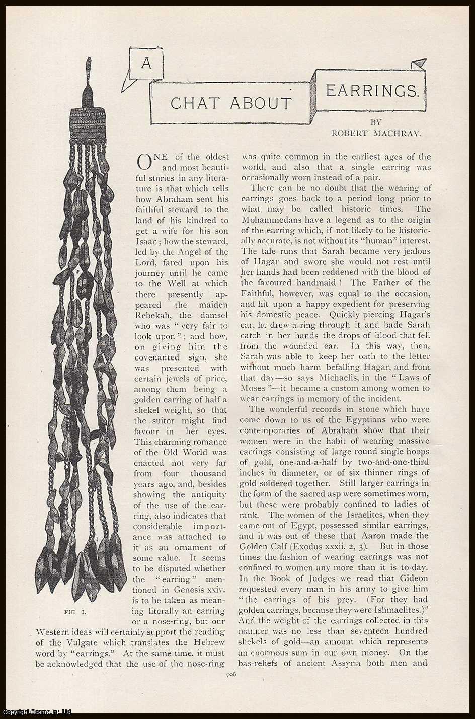 MACHRAY, ROBERT - Earrings (Jewellery): A Chat About Earrings. An original article from the Lady's Realm 1898-99.