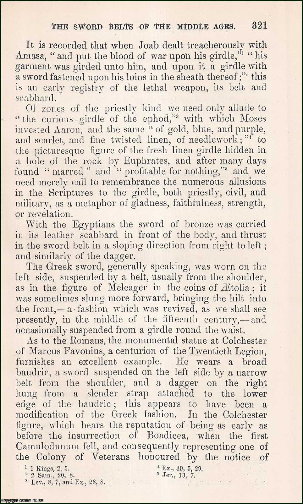 Albert Hartshorne - The Sword Belts of The Middle Ages. An original article from the Archaeological Journal, 1891.