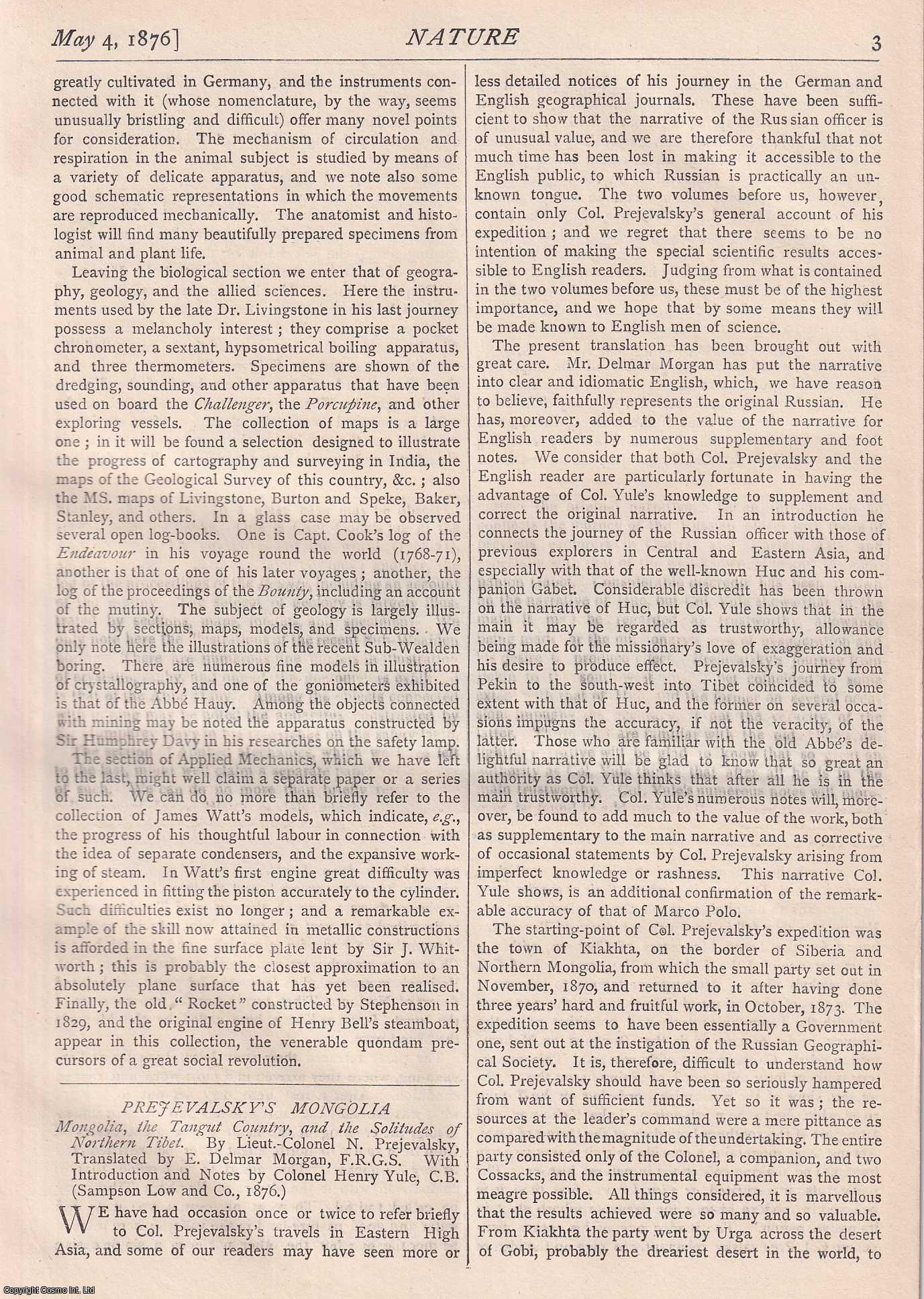 NATURE - Nature, Volume 14, Number 340. Nature. A Weekly Journal of Science. Thursday, May 4th, 1876.