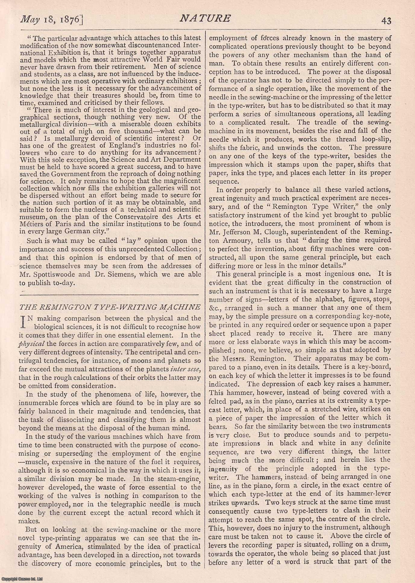 NATURE - Nature, Volume 14, Number 342. Nature. A Weekly Journal of Science. Thursday, May 18th, 1876.