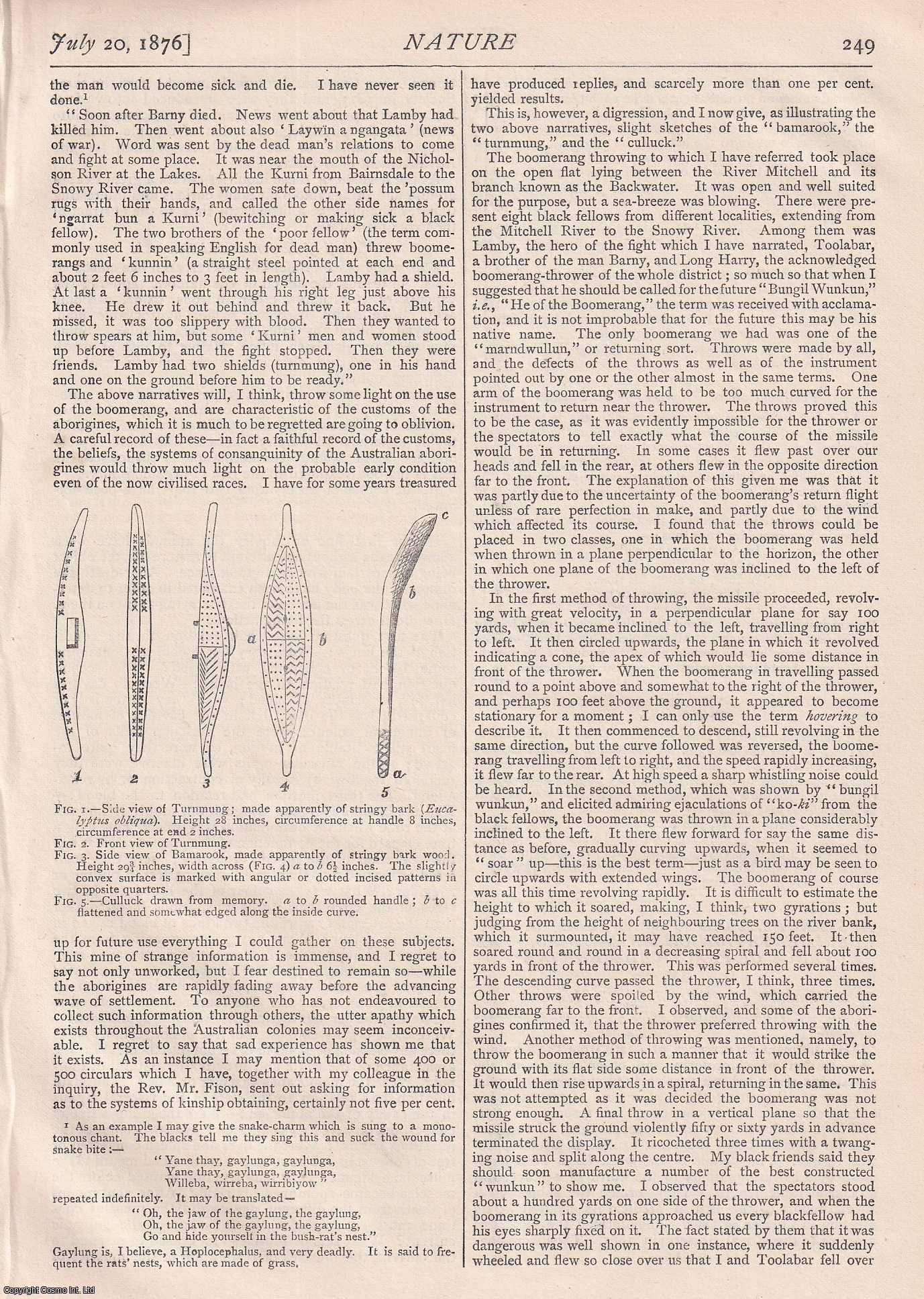 NATURE - Nature, Volume 14, Number 351. Nature. A Weekly Journal of Science. Thursday, July 20th, 1876.