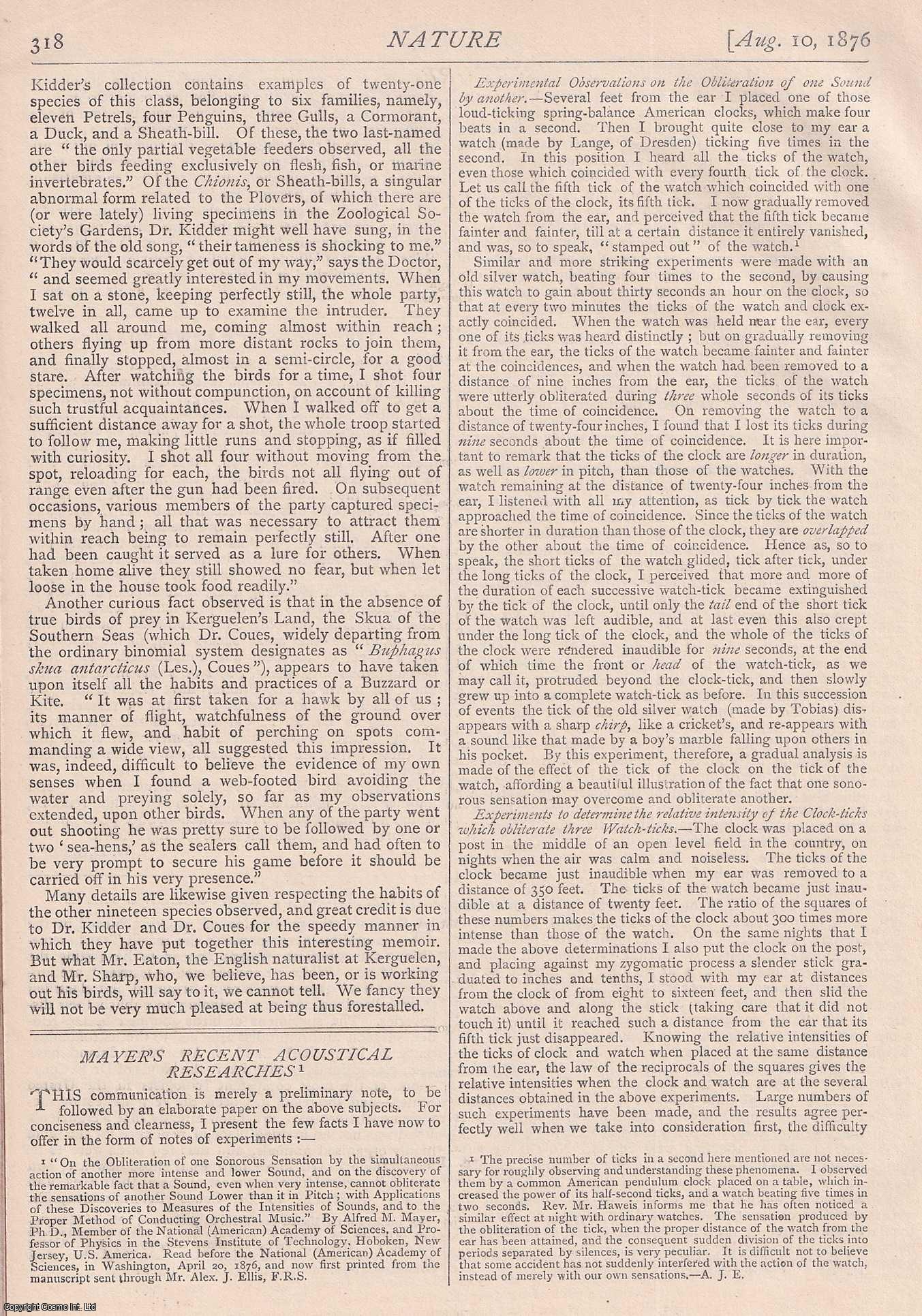 NATURE - Nature, Volume 14, Number 354. Nature. A Weekly Journal of Science. Thursday, August 10th, 1876.