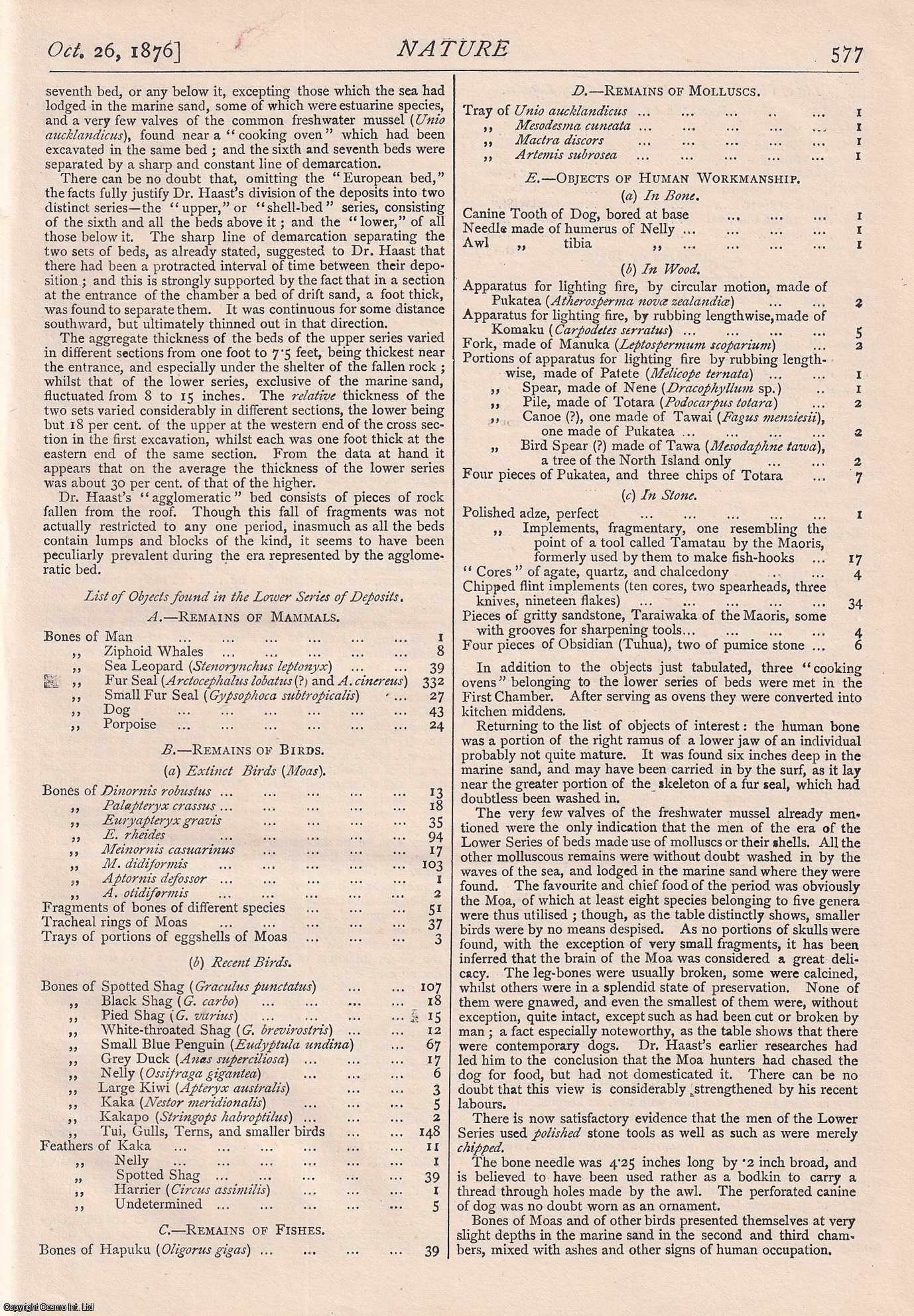 NATURE - Nature, Volume 14, Number 365. Nature. A Weekly Journal of Science. Thursday, October 26th, 1876.