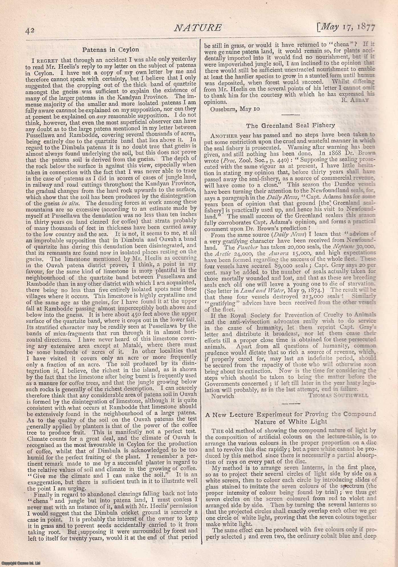 NATURE - Nature, Volume 16, Number 394. Nature. A Weekly Journal of Science. Thursday, May 17th, 1877.