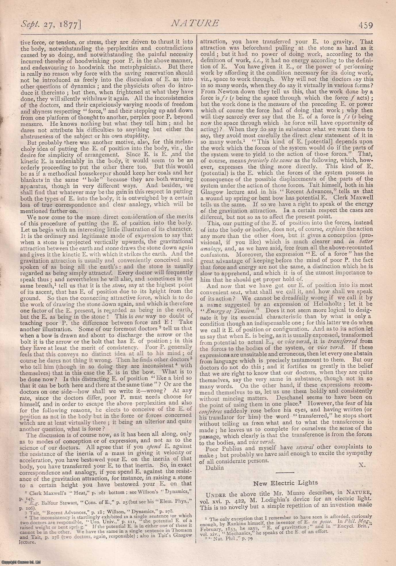 NATURE - Nature, Volume 16, Number 413. Nature. A Weekly Journal of Science. Thursday, September 27th, 1877.