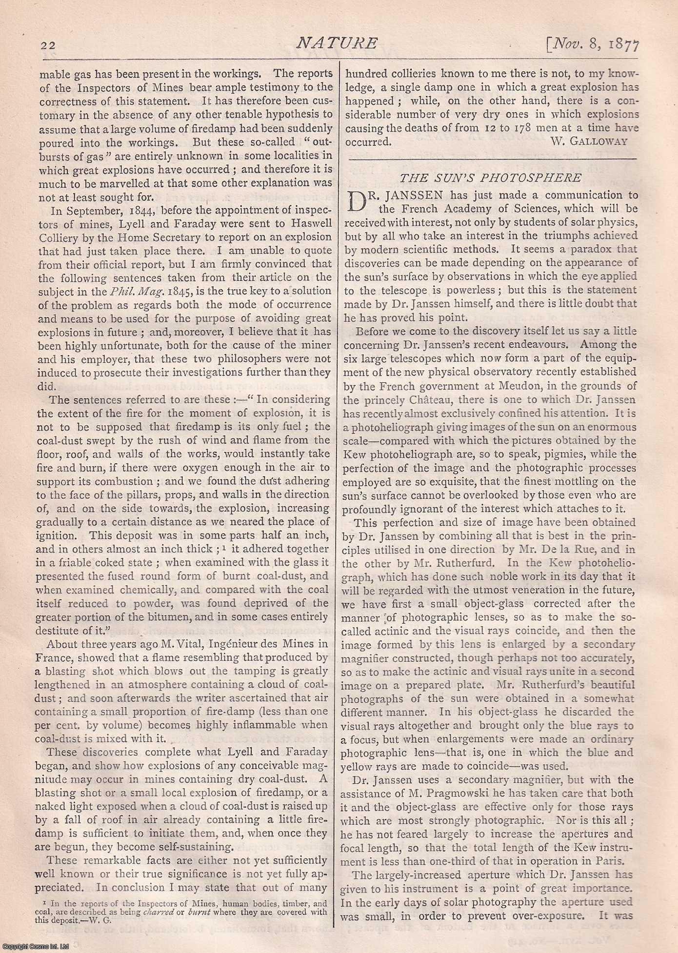 NATURE - Nature, Volume 17, Number 419. Nature. A Weekly Journal of Science. Thursday, November 8th, 1877.