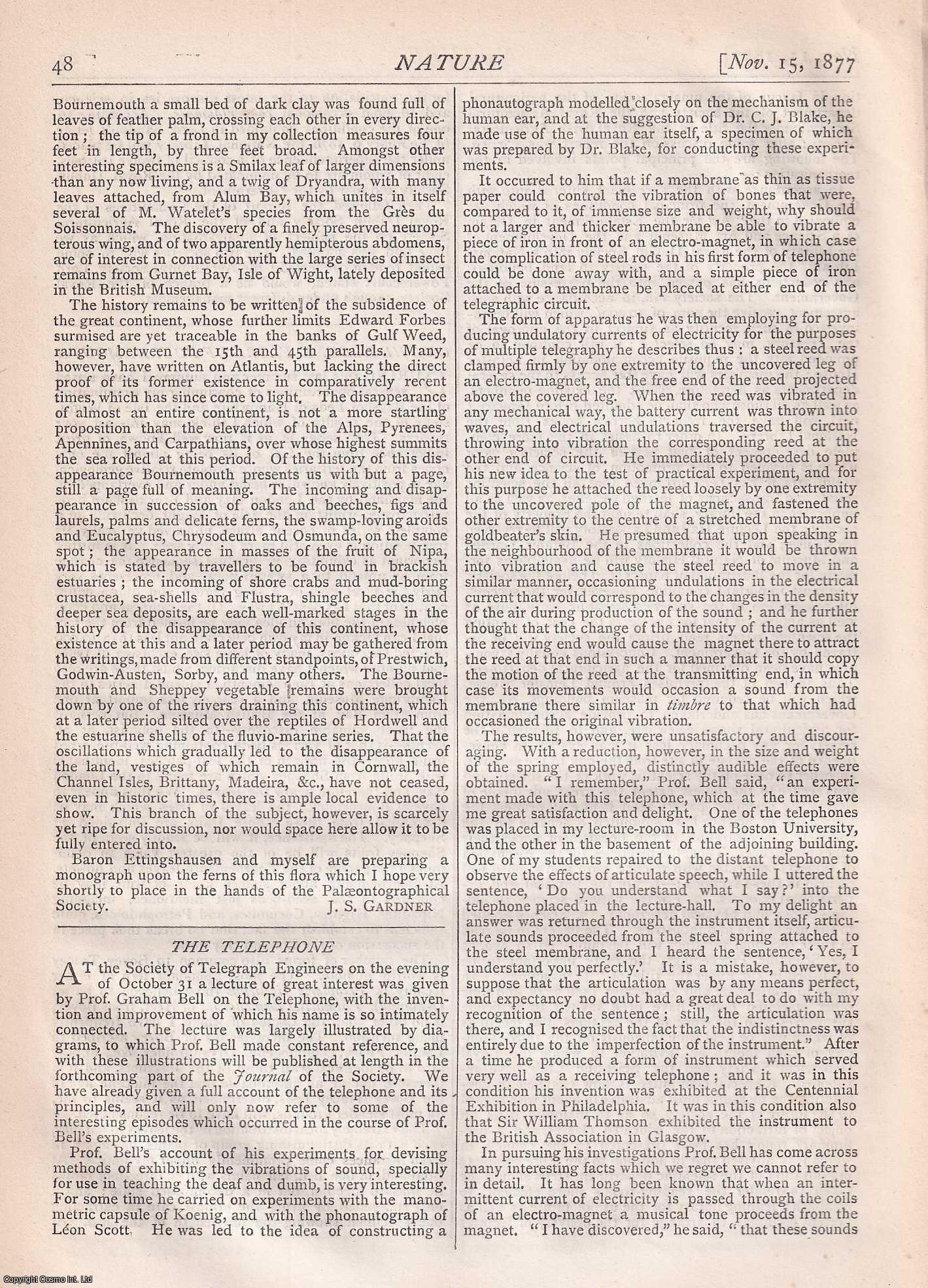 NATURE - Nature, Volume 17, Number 420. Nature. A Weekly Journal of Science. Thursday, November 15th, 1877.