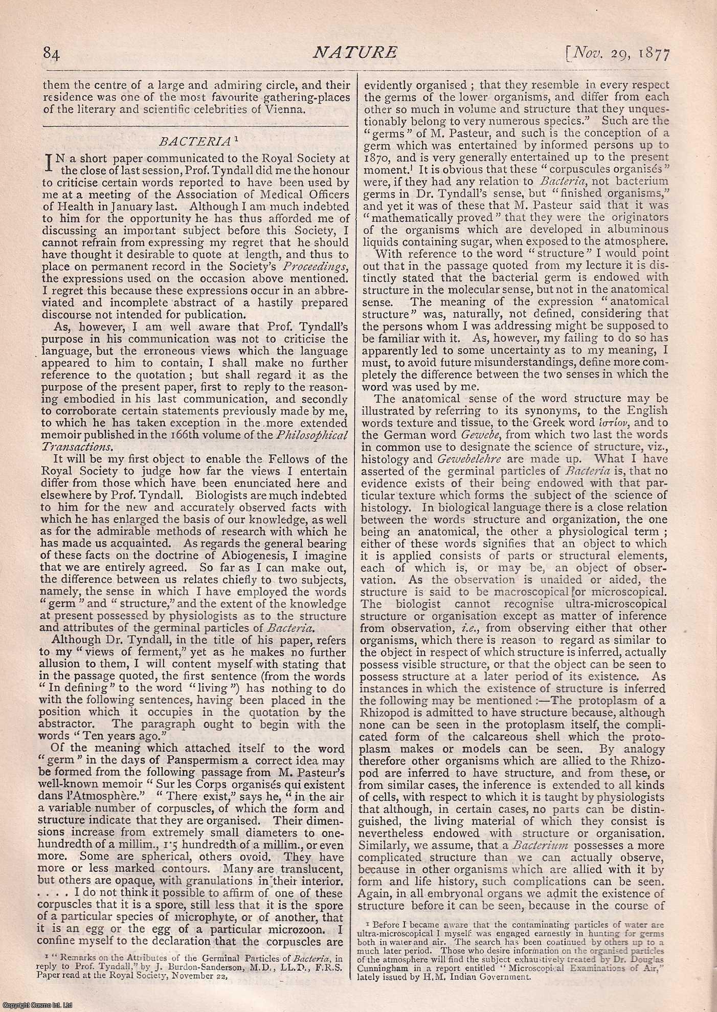 NATURE - Nature, Volume 17, Number 422. Nature. A Weekly Journal of Science. Thursday, November 29th, 1877.