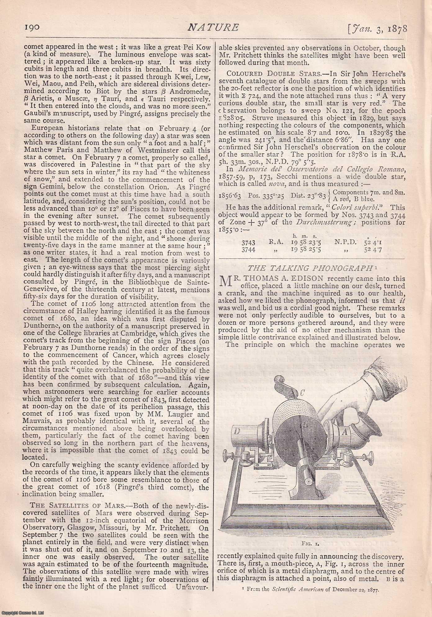 NATURE - Nature, Volume 17, Number 427. Nature. A Weekly Journal of Science. Thursday, January 3rd, 1878.