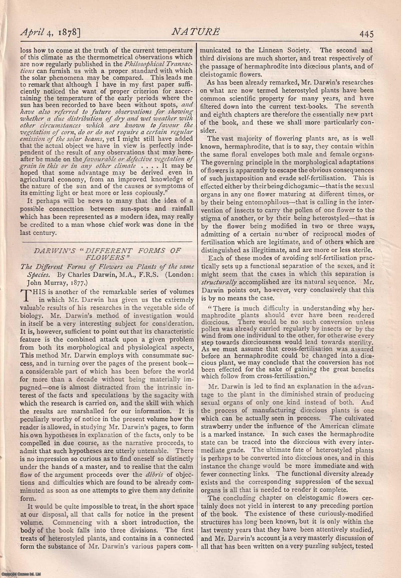 NATURE - Nature, Volume 17, Number 440. Nature. A Weekly Journal of Science. Thursday, April 4th, 1878.