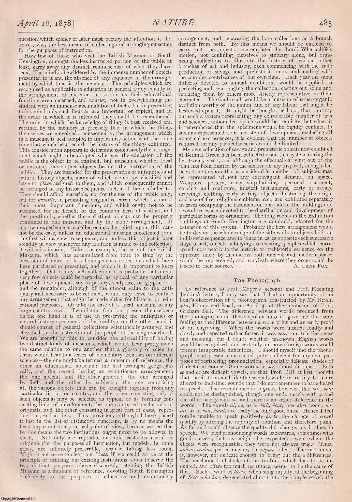 NATURE - Nature, Volume 17, Number 442. Nature. A Weekly Journal of Science. Thursday, April 18th, 1878.
