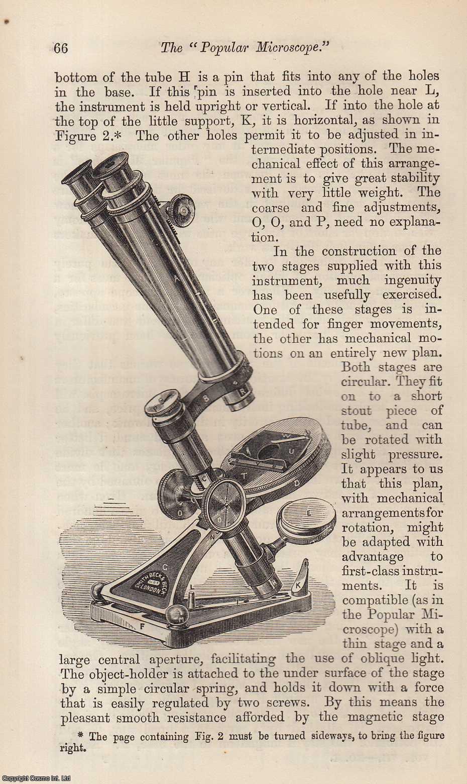 ---. - The Popular Microscope. A rare original article from the Intellectual Observer, 1865.