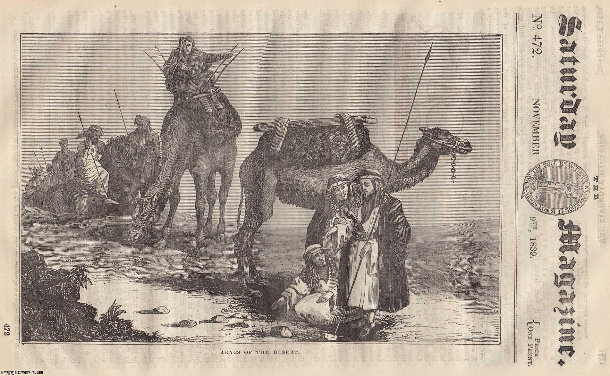 ---. - The Arabs of The Desert; Hair-Brushes; The Pendulum (Part 2), etc. Issue No. 472. November, 1839. A complete rare weekly issue of the Saturday Magazine, 1839.