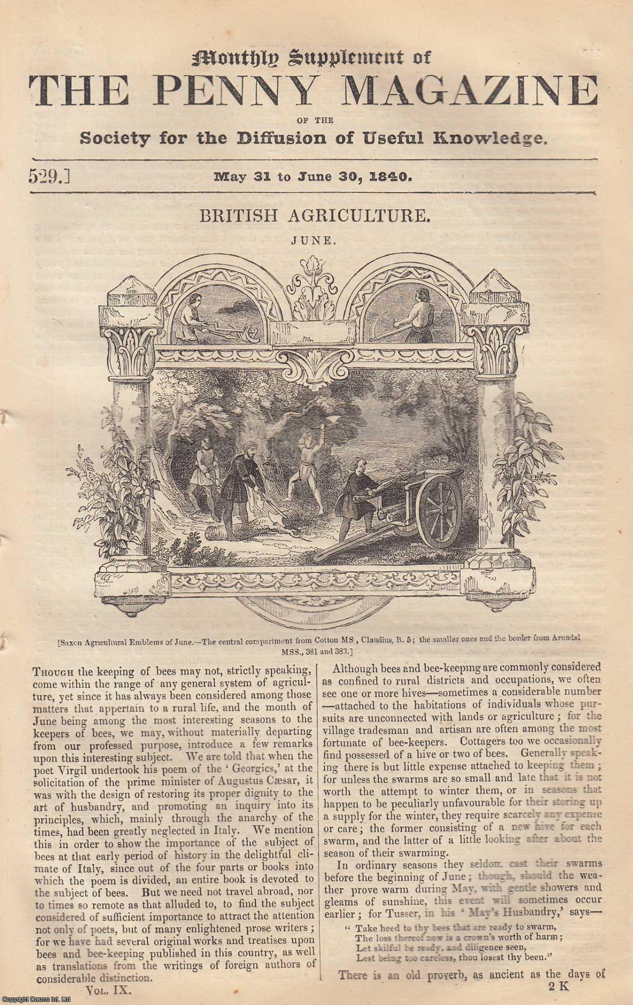 --- - British Agriculture (June). Issue No. 529, June 30th, 1840. A complete rare weekly issue of the Penny Magazine, 1840.