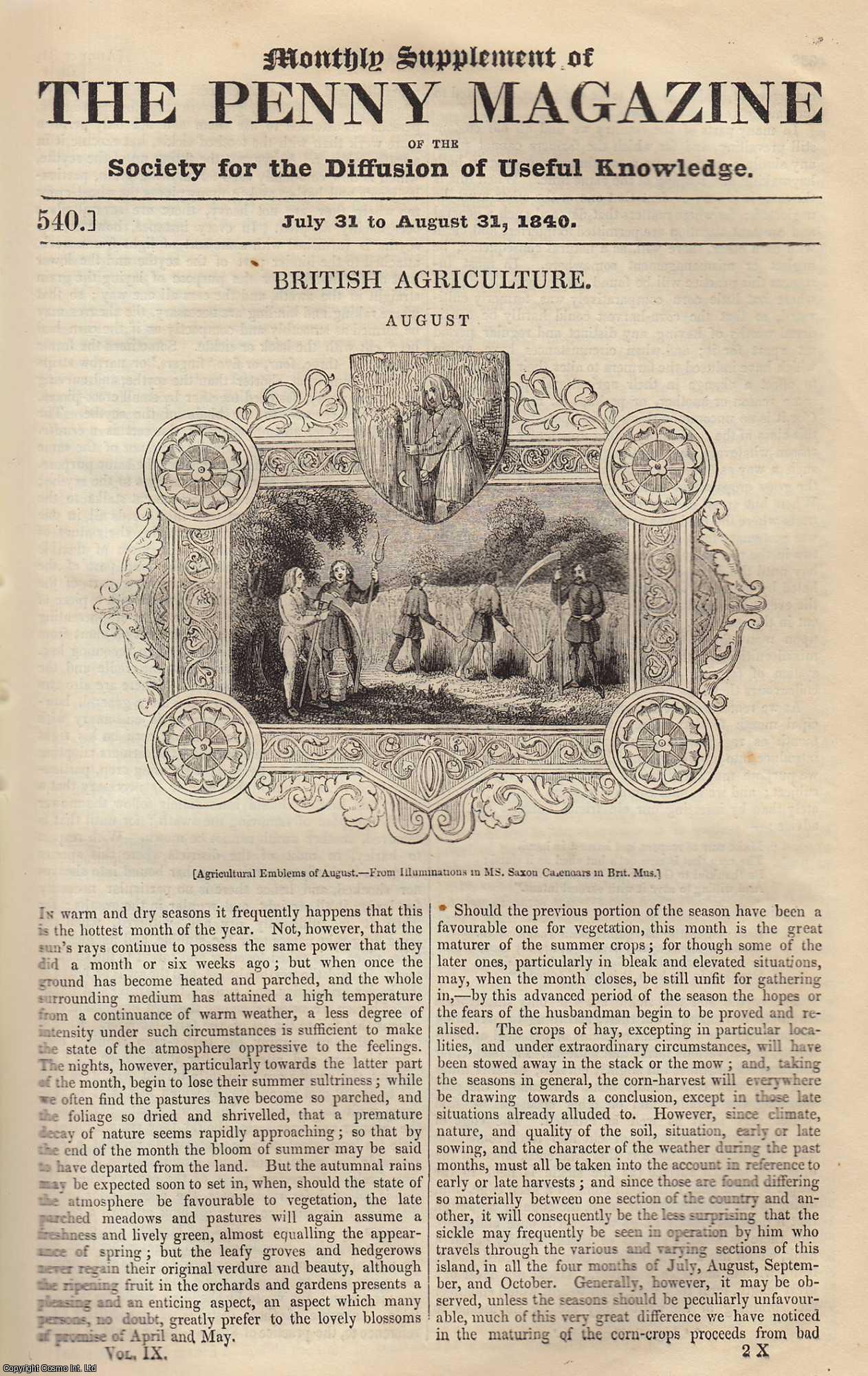 --- - British Agriculture (August). Issue No. 540, July 31st, 1840. A complete rare weekly issue of the Penny Magazine, 1840.