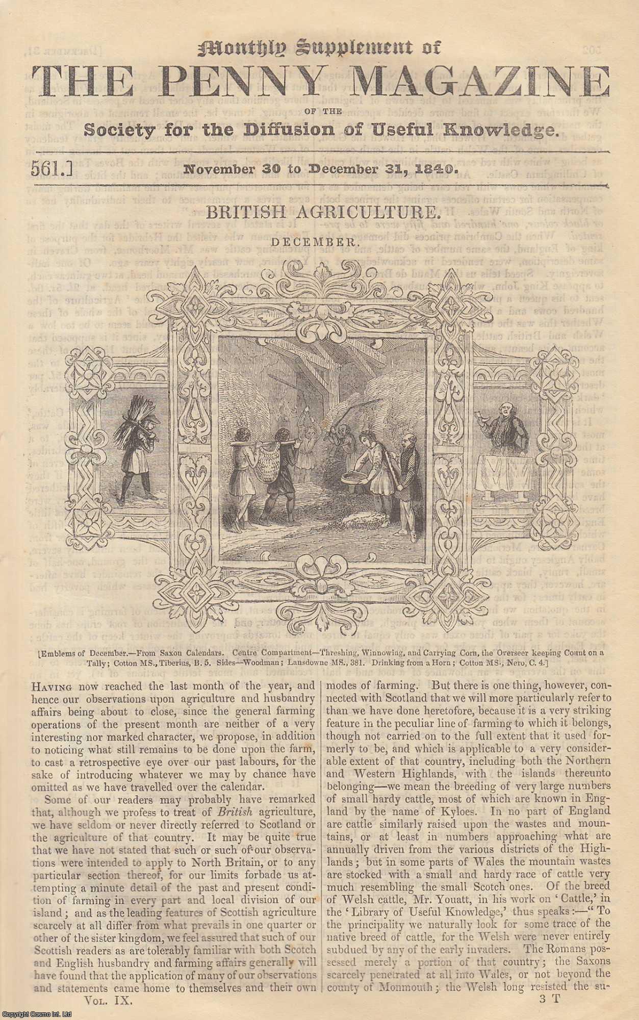 --- - British Agriculture (December). Issue No. 561, December 31st, 1840. A complete rare weekly issue of the Penny Magazine, 1840.